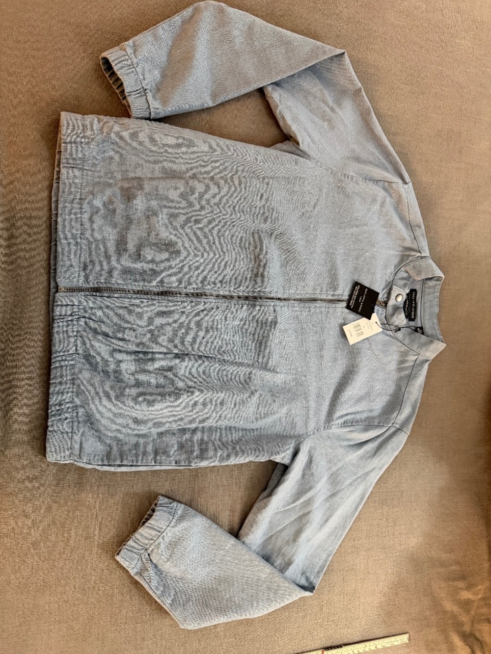 Saks Fifth Avenue Linen Cotton Bomber Jacket Large Storm NWT